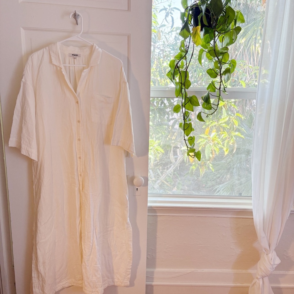 Madewell white cover-up maxi shirtdress